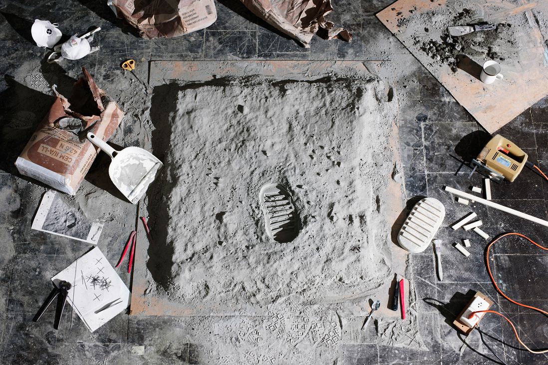 Jojakim Cortis and Adrian Sonderegger recreated Buzz Aldrin's footprint in 2014 (Jojakim Cortis and Adrian Sonderegger)
